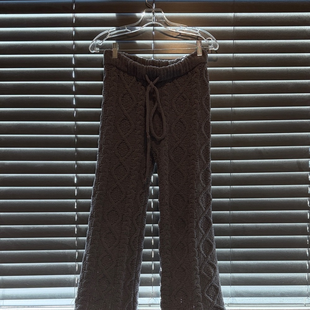 POL Gray Knit Wide Leg Pants